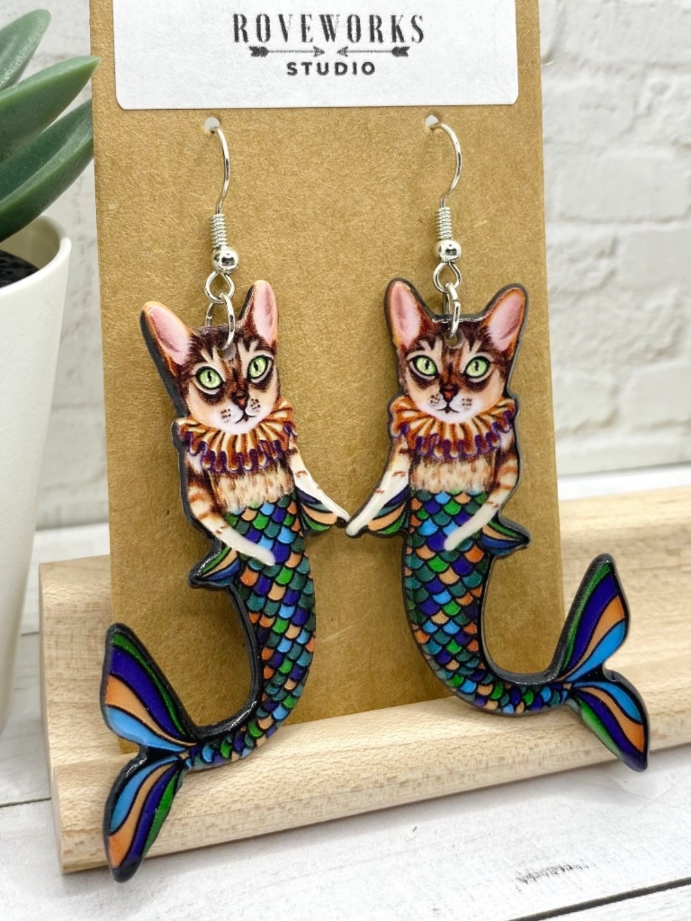 Mer-cat acrylic statement earrings